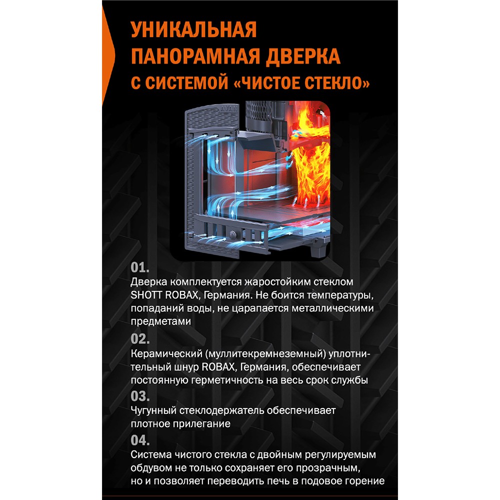 Печь Гефест Авангард ЗК 40 Ураган (П2) с сеткой для камней Тюльпан и панорамной дверцей со стеклом для парных до 40 м³